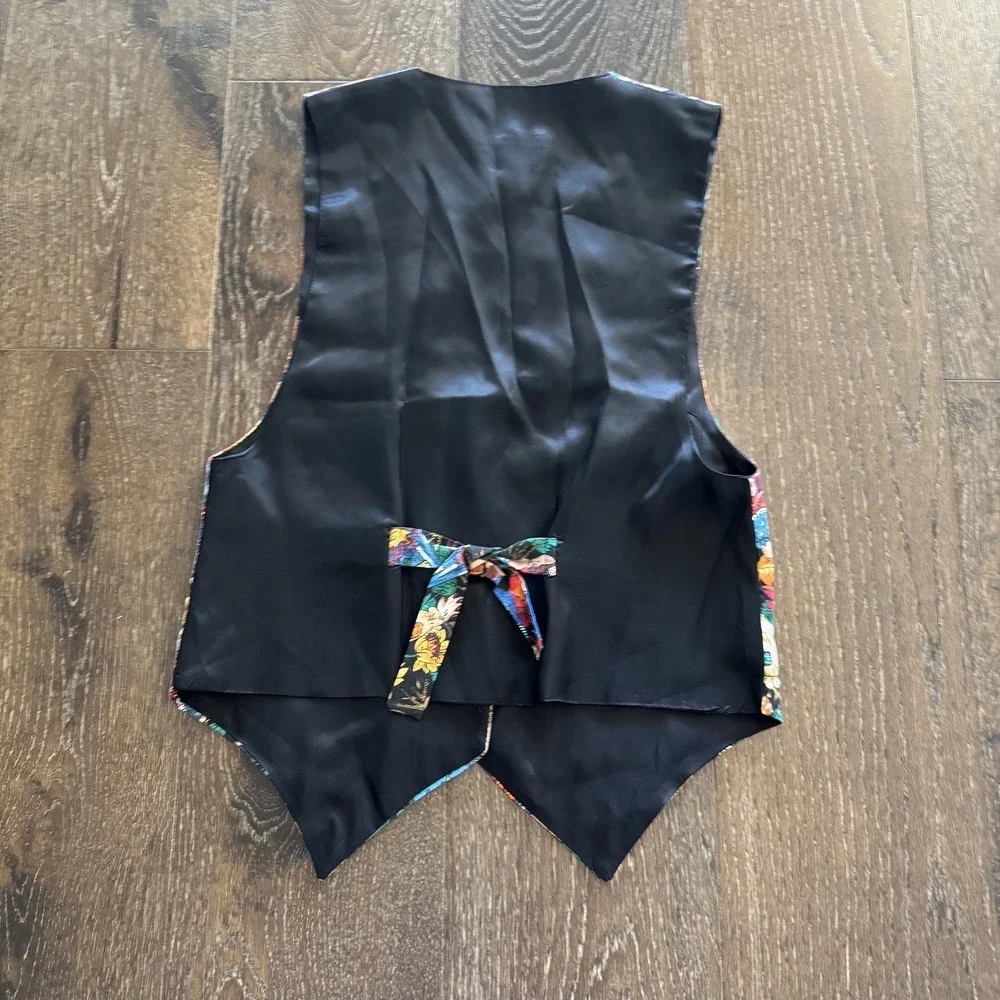 Vtg JLN USA  Vest Sz‎ S Pumpkins Raggedy Ann Like Scarecrow Fall Autumn Festive